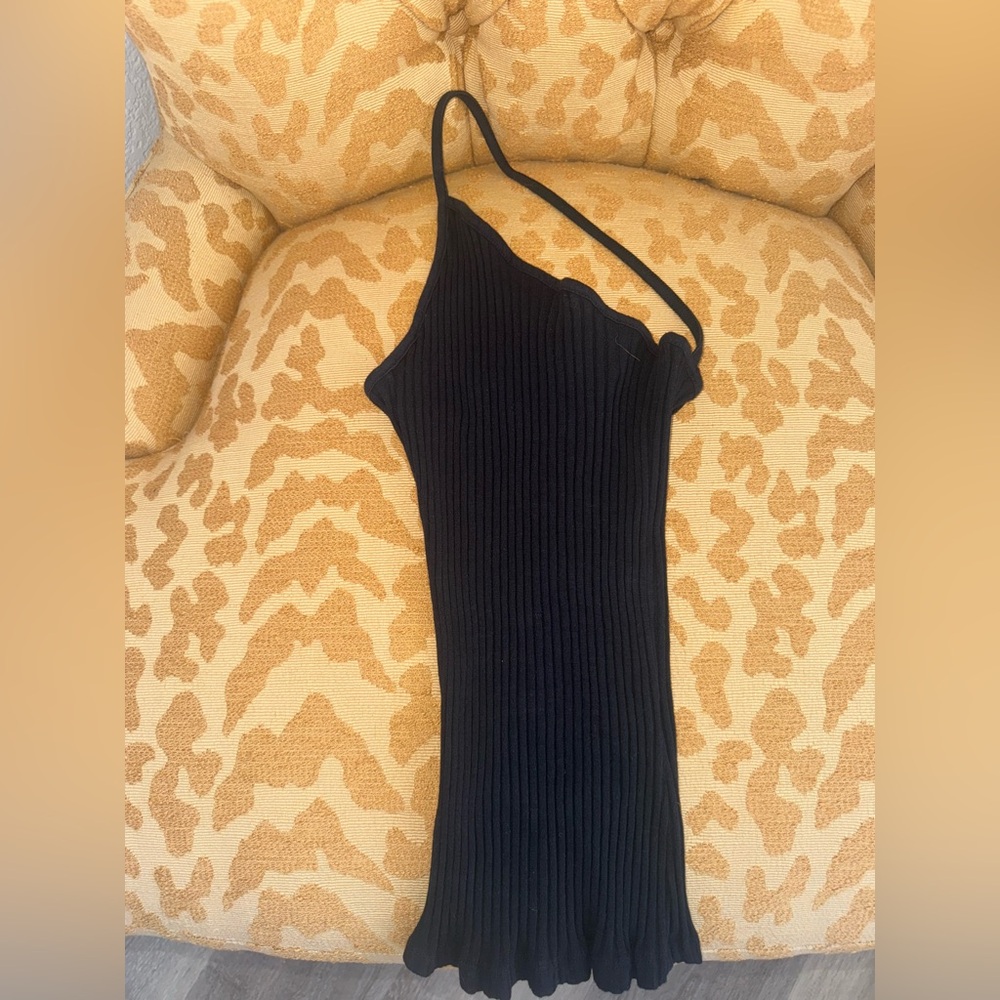 IRO Black Ribbed One Shoulder Top